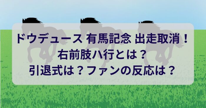 ドウデュース 有馬記念 出走取消！右前肢ハ行とは？引退式は？ファンの反応は？